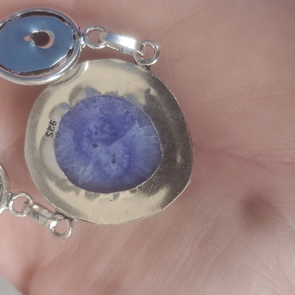 New Solar Quartz Agate and Amethyst 925 Silver Bracelet. - Picture 8 of 8